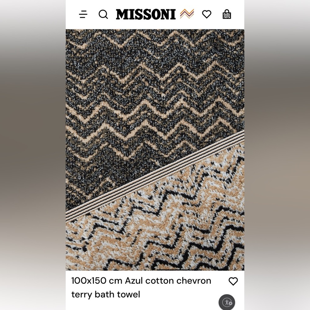 Missoni Black & Beige Terry Zigzag Bath Sheet